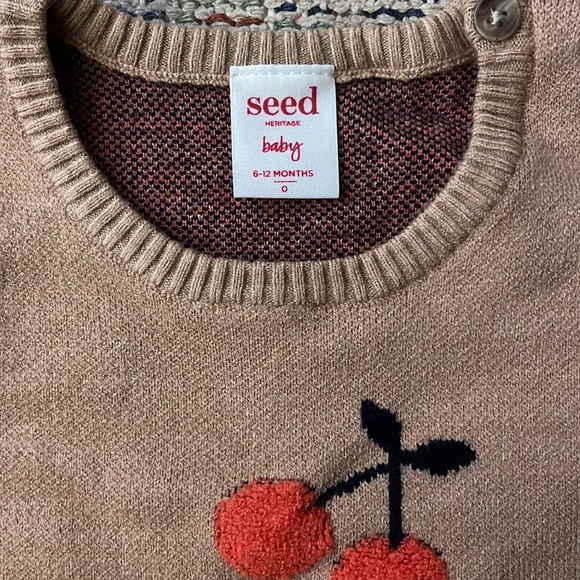 NWOT SEED HERITAGE Cherries Sweater Size 6-12 months - Picture 3 of 6